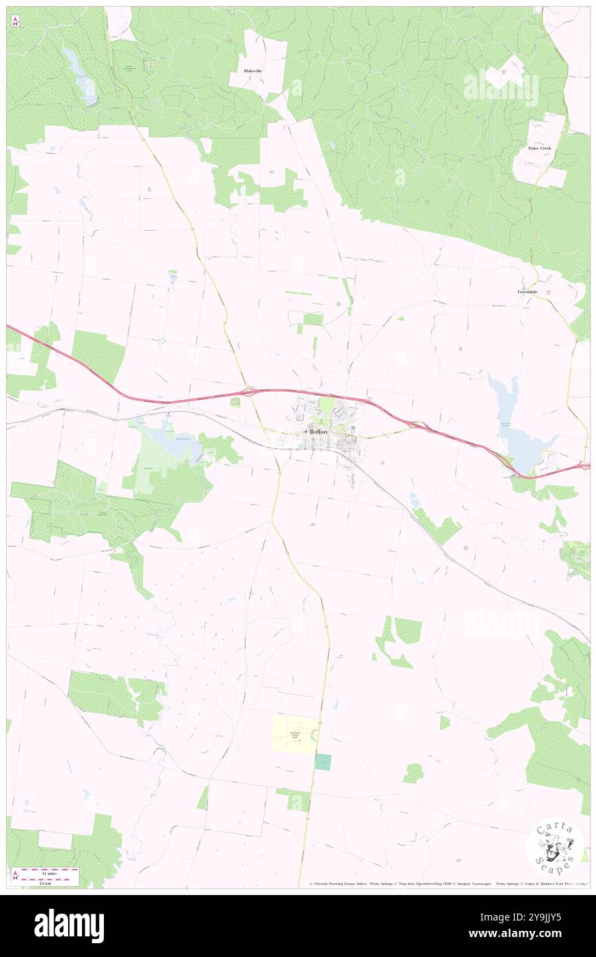 Ballan, Moorabool, Australia, Australia, Victoria, s 37 35' 59'', N 144 13' 44'', MAP, Cartascapes Map pubblicata nel 2024. Esplora Cartascapes, una mappa che rivela i diversi paesaggi, culture ed ecosistemi della Terra. Viaggia attraverso il tempo e lo spazio, scoprendo l'interconnessione del passato, del presente e del futuro del nostro pianeta. Foto Stock