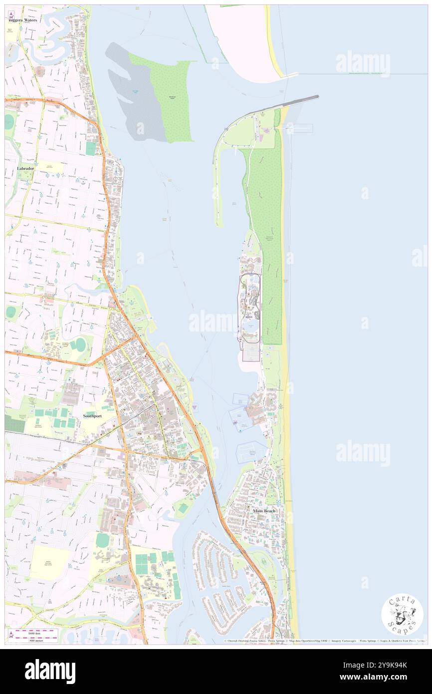 Main Beach, , AU, Australia, Queensland, s 27 34' 30'', N 153 19' 37'', MAP, Cartascapes Map pubblicata nel 2024. Esplora Cartascapes, una mappa che rivela i diversi paesaggi, culture ed ecosistemi della Terra. Viaggia attraverso il tempo e lo spazio, scoprendo l'interconnessione del passato, del presente e del futuro del nostro pianeta. Foto Stock