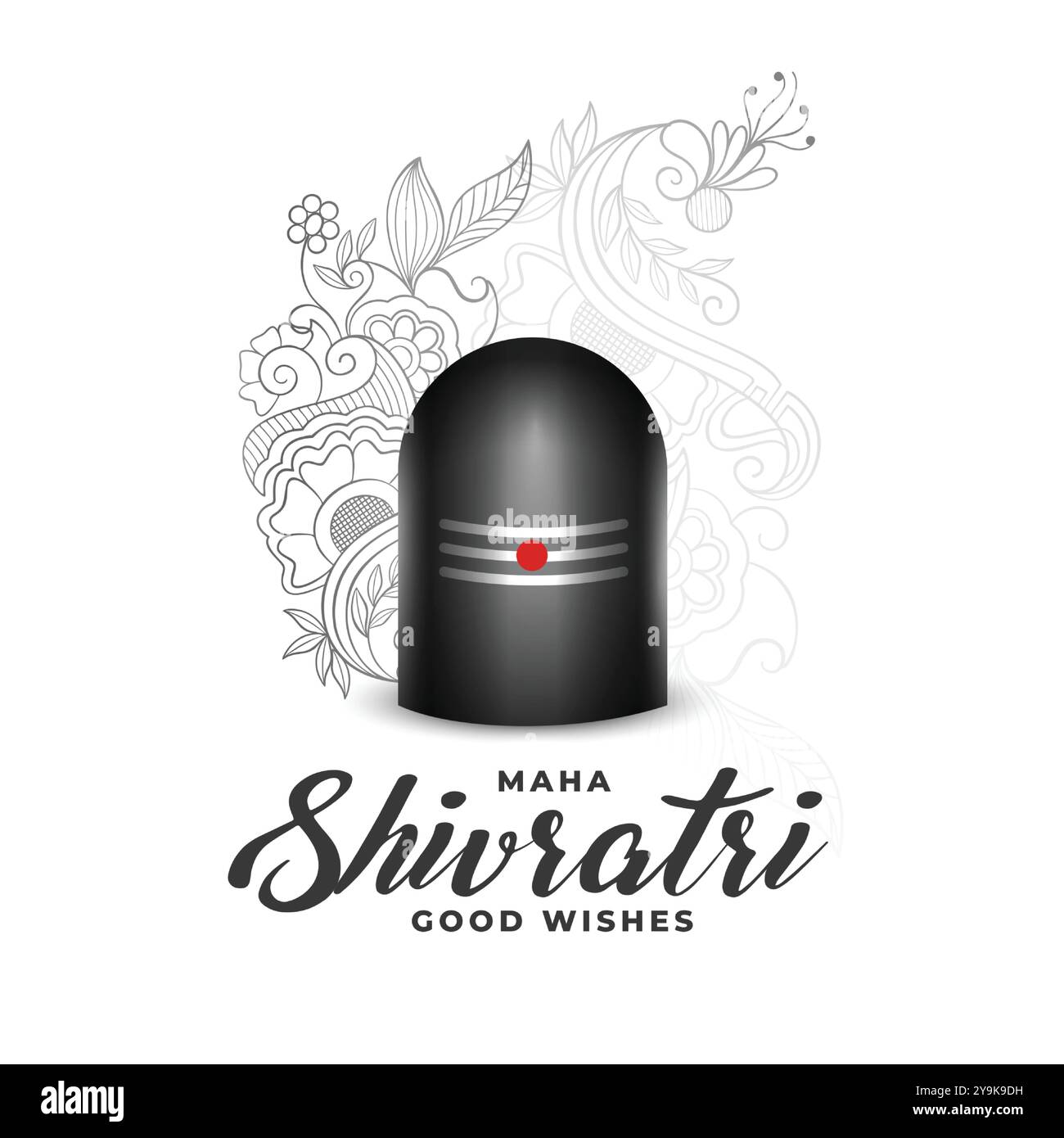 scheda devozionale maha shivratri con vettore di design floreale e shivling Illustrazione Vettoriale