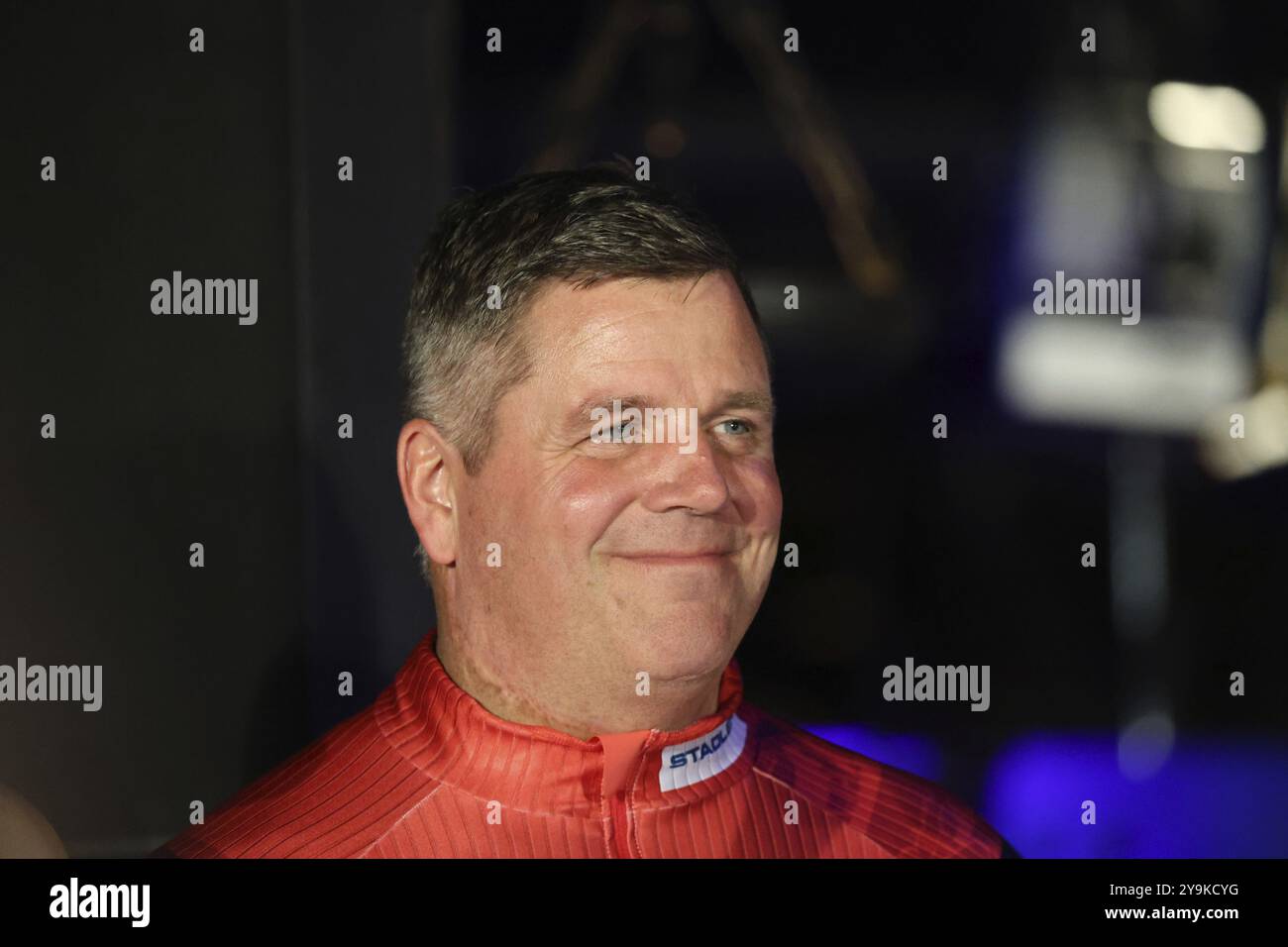 Campione olimpico di Bob Beat Hefti Svizzera a Europapark Rust alla conferenza stampa per l'apertura della stagione 2023 Foto Stock