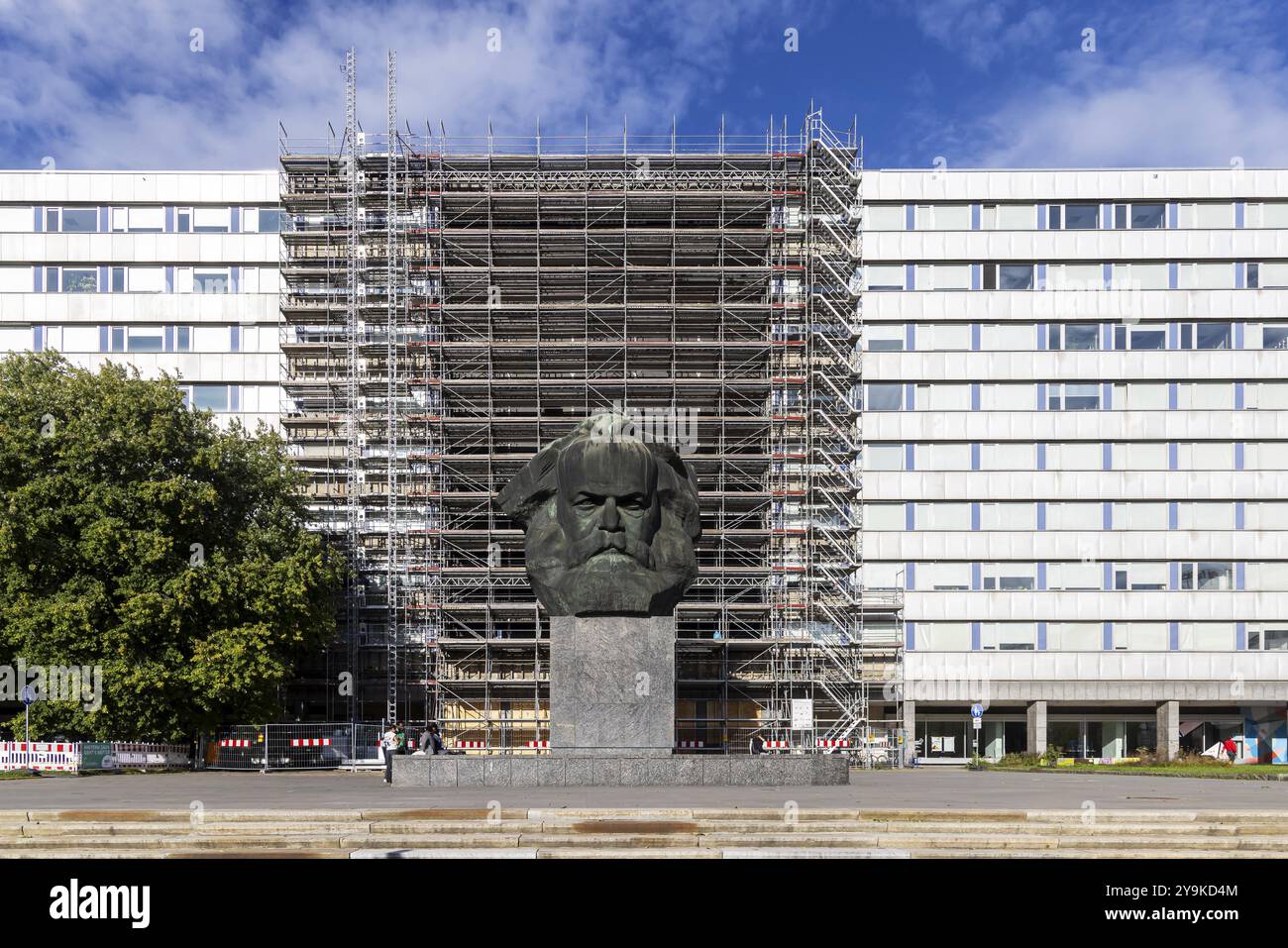Karl Marx Monument, scultura di 40 tonnellate, il punto di riferimento più noto della città di Chemnitz, Sassonia, Germania, Europa Foto Stock