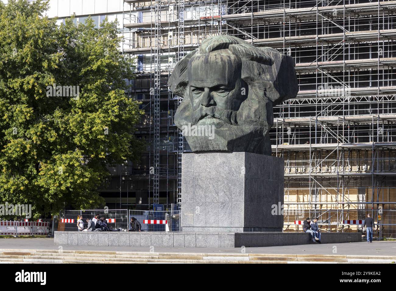 Karl Marx Monument, scultura di 40 tonnellate, il punto di riferimento più noto della città di Chemnitz, Sassonia, Germania, Europa Foto Stock