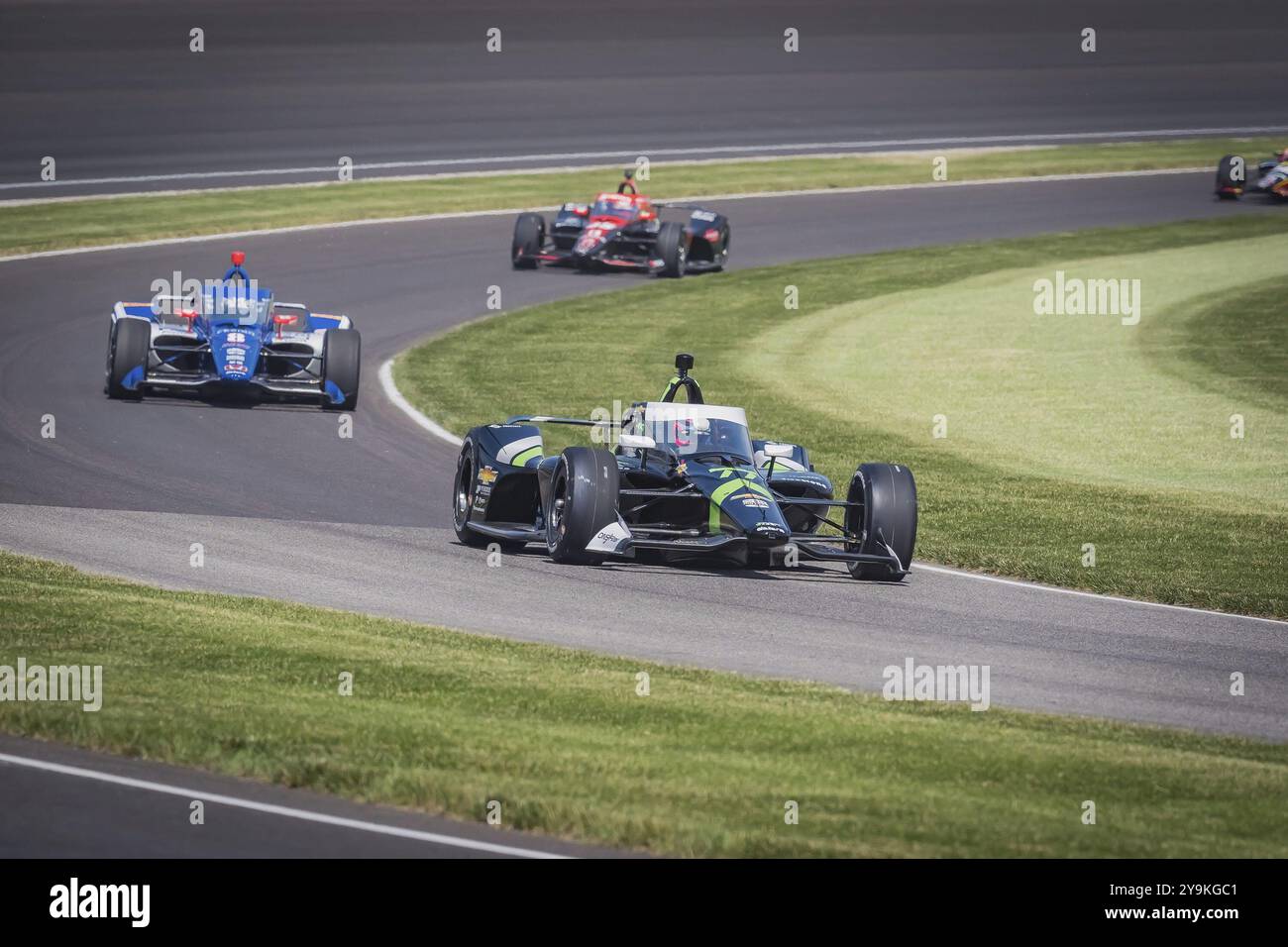 ROMAIN GROSJEAN (77) di Ginevra, Svizzera, pratica per la 108a corsa della 500 miglia di Indianapolis all'Indianapolis Motor Speedway di Speedway, IN Foto Stock