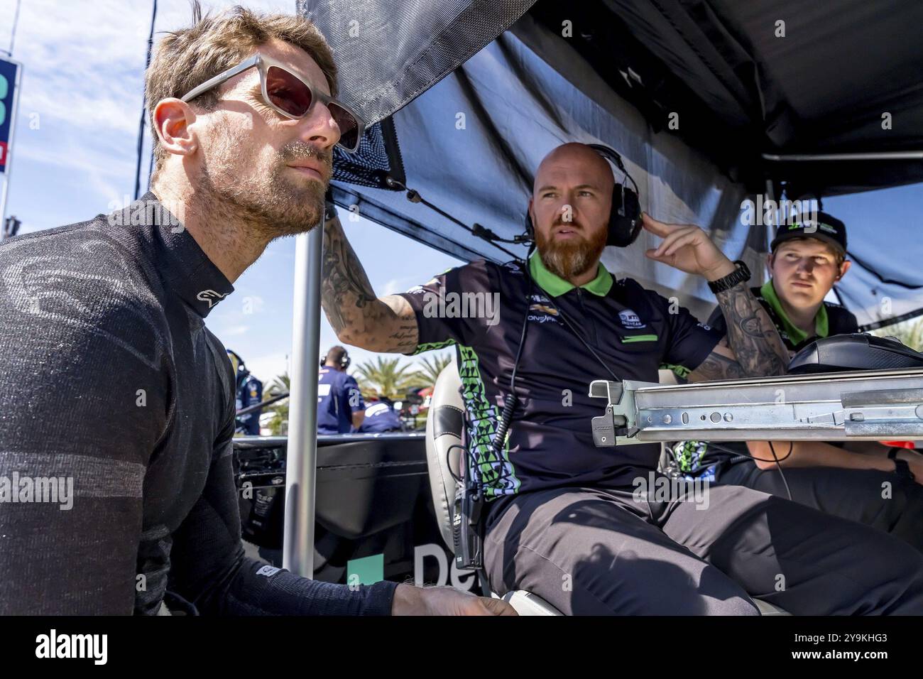 ROMAIN GROSJEAN (77) di Ginevra, Svizzera, si prepara ad allenarsi per la prima edizione del Thermal Club $1 Million Challenge presso il Thermal Club di Thermal, C. Foto Stock