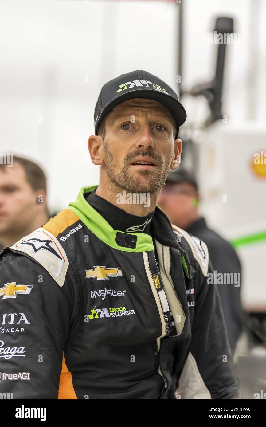 ROMAIN GROSJEAN (77) di Ginevra, Svizzera, si prepara alla 108a corsa della 500 miglia di Indianapolis sul circuito di Indianapolis, IN Foto Stock