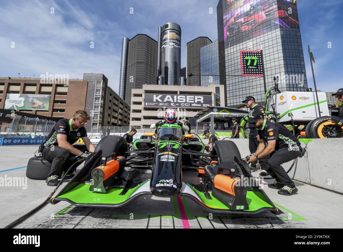 ROMAIN GROSJEAN (77) di Ginevra, Svizzera, pratica per il Gran Premio di Detroit per le strade di Detroit, Michigan Foto Stock