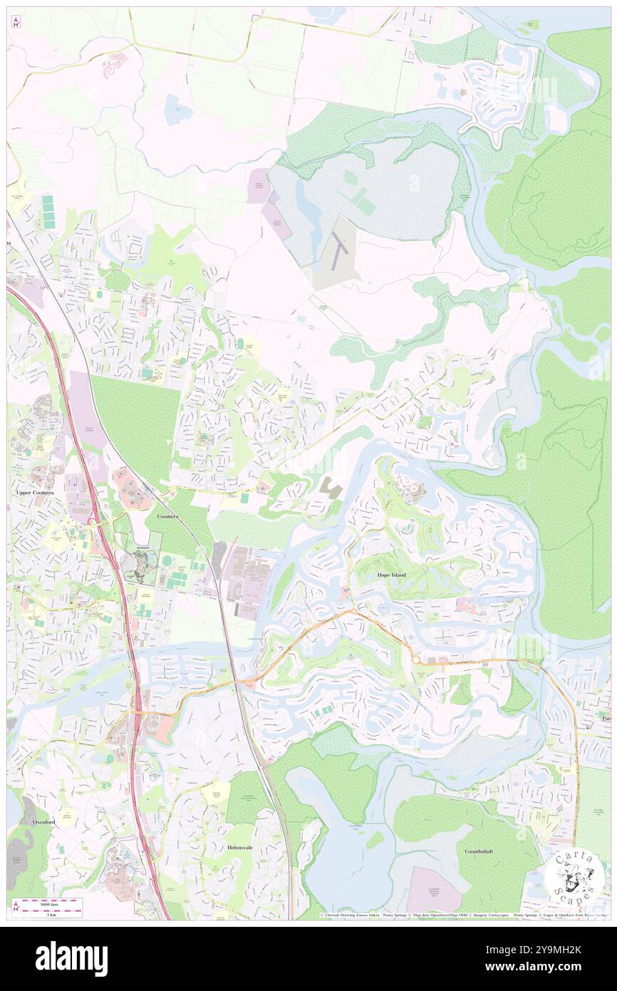 Coomera, Gold Coast, AU, Australia, Queensland, s 27 50' 35'', N 153 20' 20'', mappa, Cartascapes Map pubblicata nel 2024. Esplora Cartascapes, una mappa che rivela i diversi paesaggi, culture ed ecosistemi della Terra. Viaggia attraverso il tempo e lo spazio, scoprendo l'interconnessione del passato, del presente e del futuro del nostro pianeta. Foto Stock