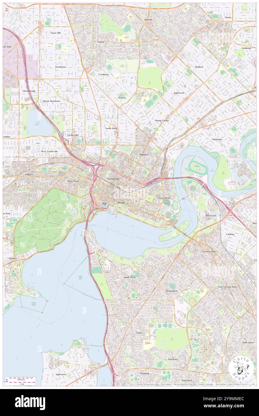 YHA Perth, città di Perth, AU, Australia, Australia Occidentale, s 31 57' 11'', N 115 51' 50'', mappa, Cartascapes Map pubblicata nel 2024. Esplora Cartascapes, una mappa che rivela i diversi paesaggi, culture ed ecosistemi della Terra. Viaggia attraverso il tempo e lo spazio, scoprendo l'interconnessione del passato, del presente e del futuro del nostro pianeta. Foto Stock