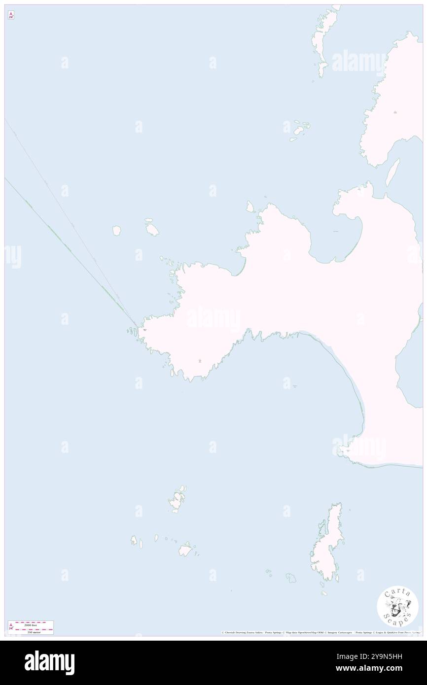 Ten o'Clock Bay, UA, Australia, Tasmania, s 43 22' 48'', N 145 56' 23'', MAP, Cartascapes Map pubblicata nel 2024. Esplora Cartascapes, una mappa che rivela i diversi paesaggi, culture ed ecosistemi della Terra. Viaggia attraverso il tempo e lo spazio, scoprendo l'interconnessione del passato, del presente e del futuro del nostro pianeta. Foto Stock