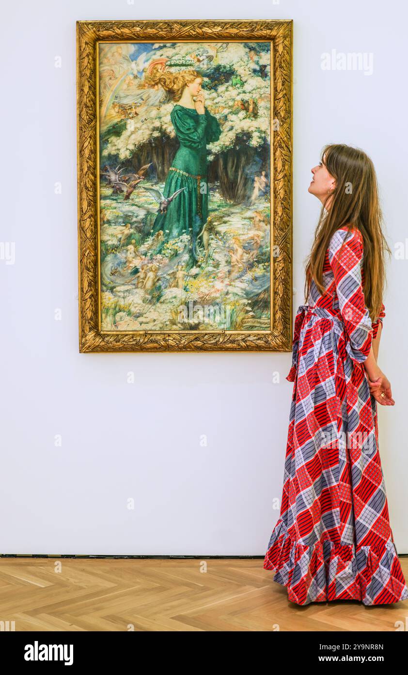 Barber Institute of fine Arts, Birmingham, Regno Unito. 11 ottobre 2024. Eleanor Fortescue-Bricklade, The Lovers World, 1901-1905, Acquerello. La mostra mira a evocare gli odori di oggetti e scene raffigurati in alcune delle opere più iconiche di artisti preraffaelliti. 11 ottobre 2024 - 26 gennaio 2025. Paul Quezada-Neiman/Alamy Live News crediti: Paul Quezada-Neiman/Alamy Live News Foto Stock