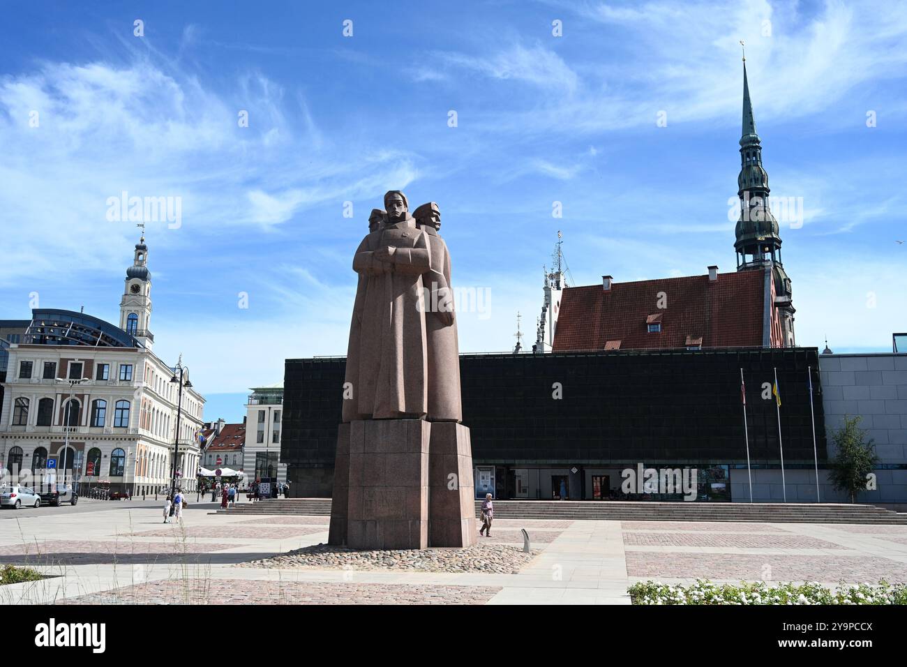 Riga, Lettonia - 23 luglio 2024: Monumento dei soldati lettoni (Latviesu strelnieku piemineklis) a riga. Foto Stock