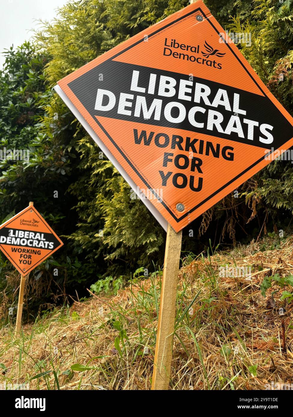 Firma pubblicando il Partito Liberal Democratico nell'estate del 2024 Chard Somerset Inghilterra regno unito - Immagine stock catturata con smartphone