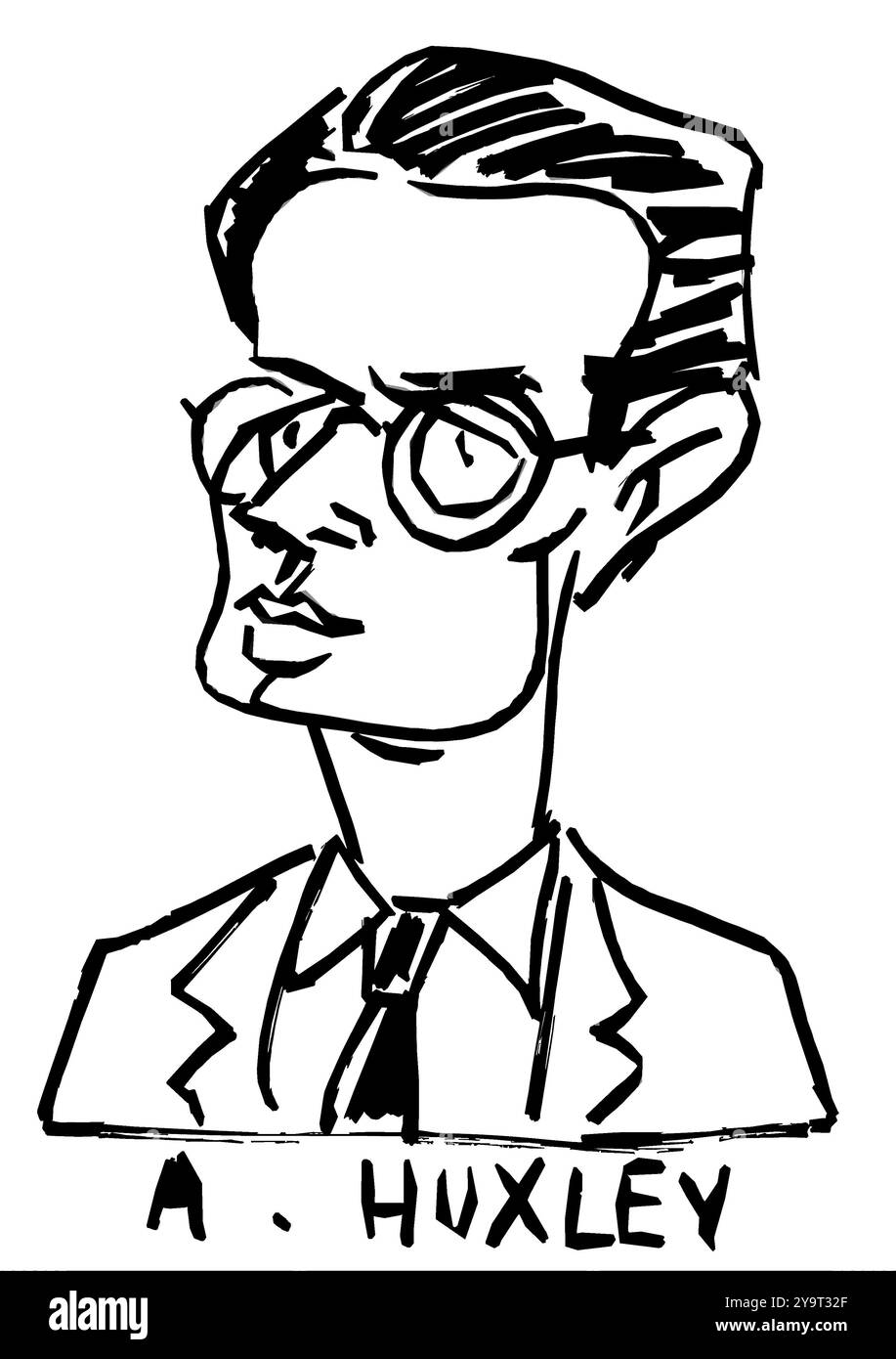 Ritratto in bianco e nero del romanziere britannico Aldous Huxley Foto Stock
