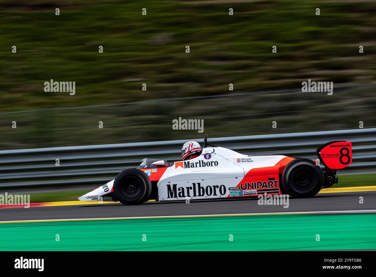 Francorchamps (Belgio), 27 settembre 2024, #8 McLaren MP4/1B (1982) Higson Mark (GBR) Masters Racing Legends - F1 Cars 1966 - 1985 durante le sei ore di Spa, Circuit de Spa-Francorchamps (Belgio) il 27 settembre 2024 Foto Stock