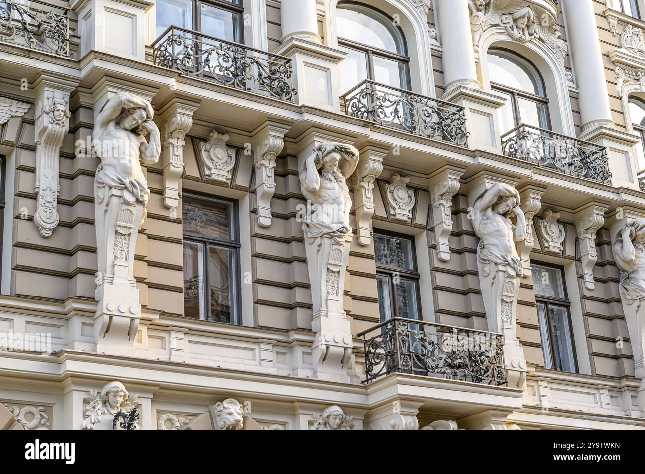 Edifici in stile Art Nouveau a riga Foto Stock