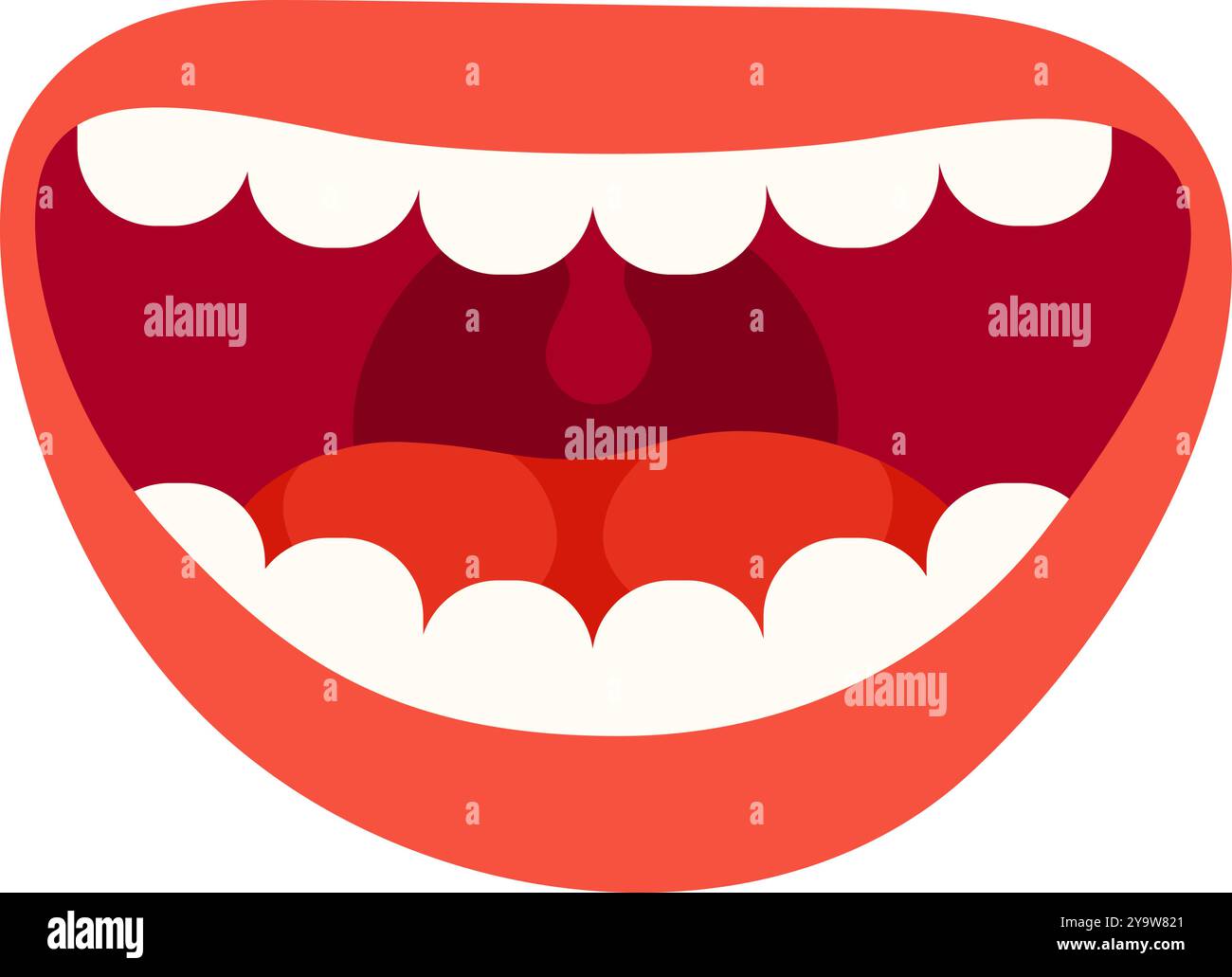 Illustrazione a bocca aperta con colori audaci e caratteristiche esagerate adatte per materiali didattici o progetti di design creativo Illustrazione Vettoriale
