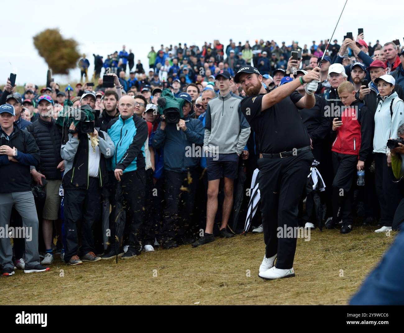 19 luglio 2019, Shane Lowry durante il secondo round del torneo Open Championship presso il Royal Portrush Golf Club - Dunluce Course, Portrush, Irlanda del Nord Foto Stock