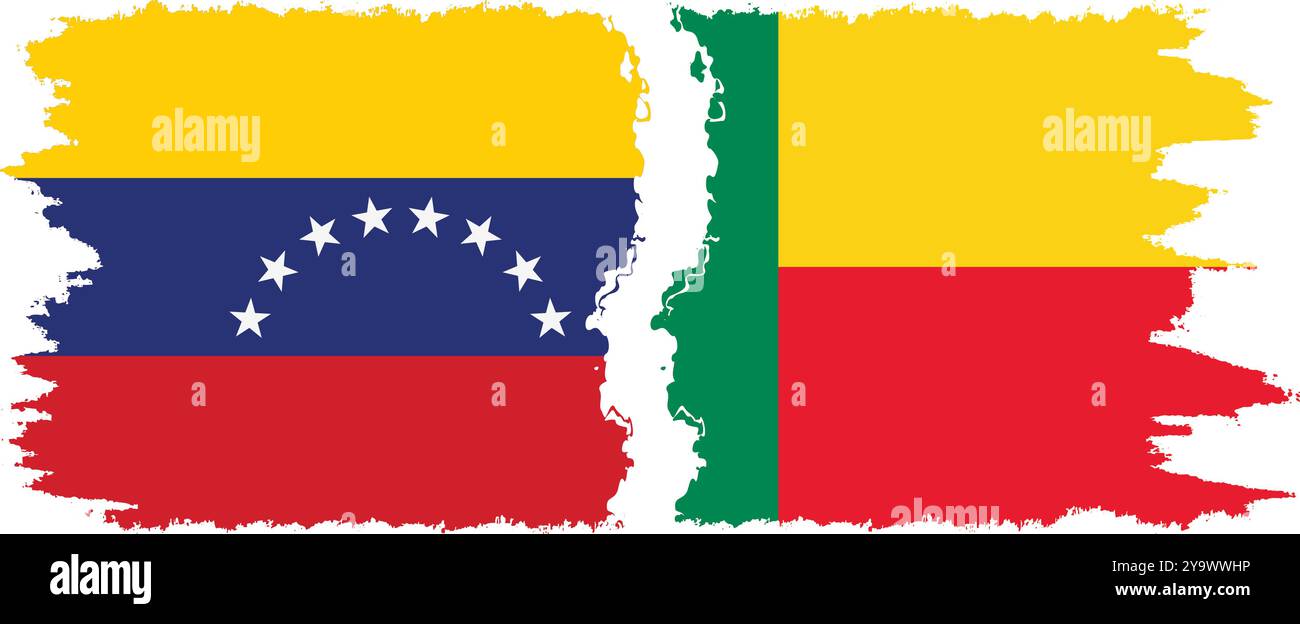 Benin e Venezuela grunge bandiere connessione, vettore Illustrazione Vettoriale