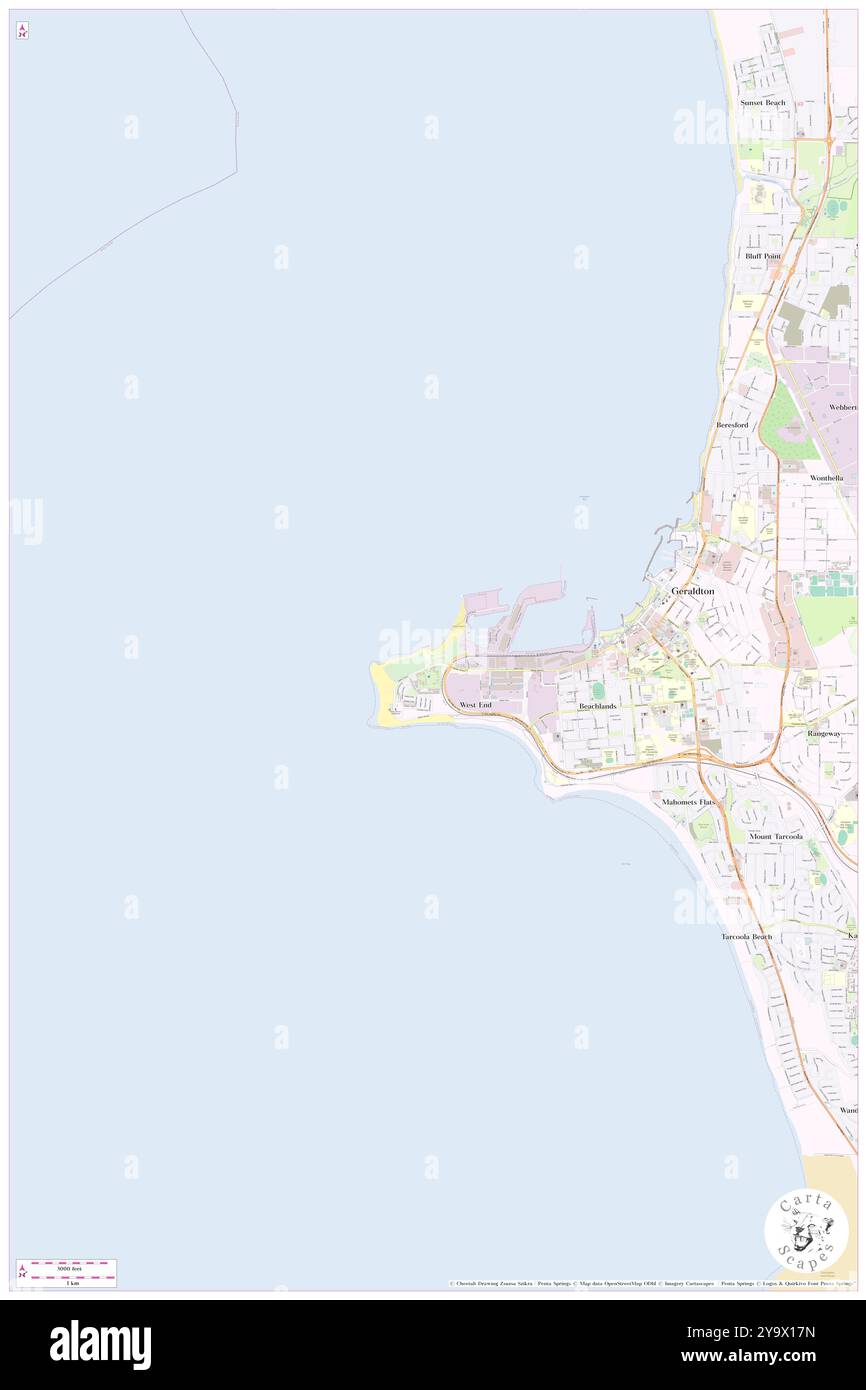 Pages Beach, , AU, Australia, Australia Occidentale, s 28 46' 35'', N 114 35' 2'', MAP, Cartascapes Map pubblicata nel 2024. Esplora Cartascapes, una mappa che rivela i diversi paesaggi, culture ed ecosistemi della Terra. Viaggia attraverso il tempo e lo spazio, scoprendo l'interconnessione del passato, del presente e del futuro del nostro pianeta. Foto Stock