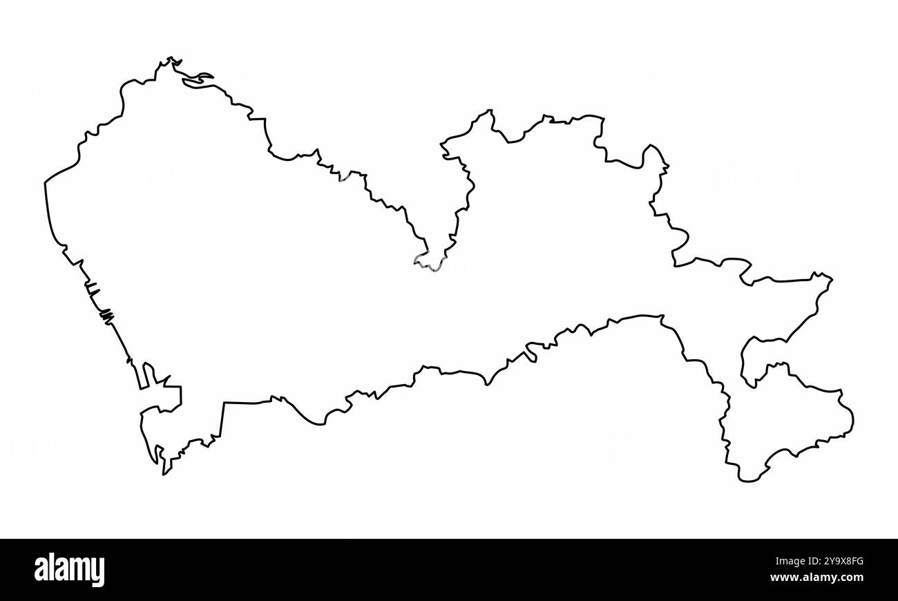 Mappa di contorno della città di Shenzhen isolata su sfondo bianco, Cina Illustrazione Vettoriale