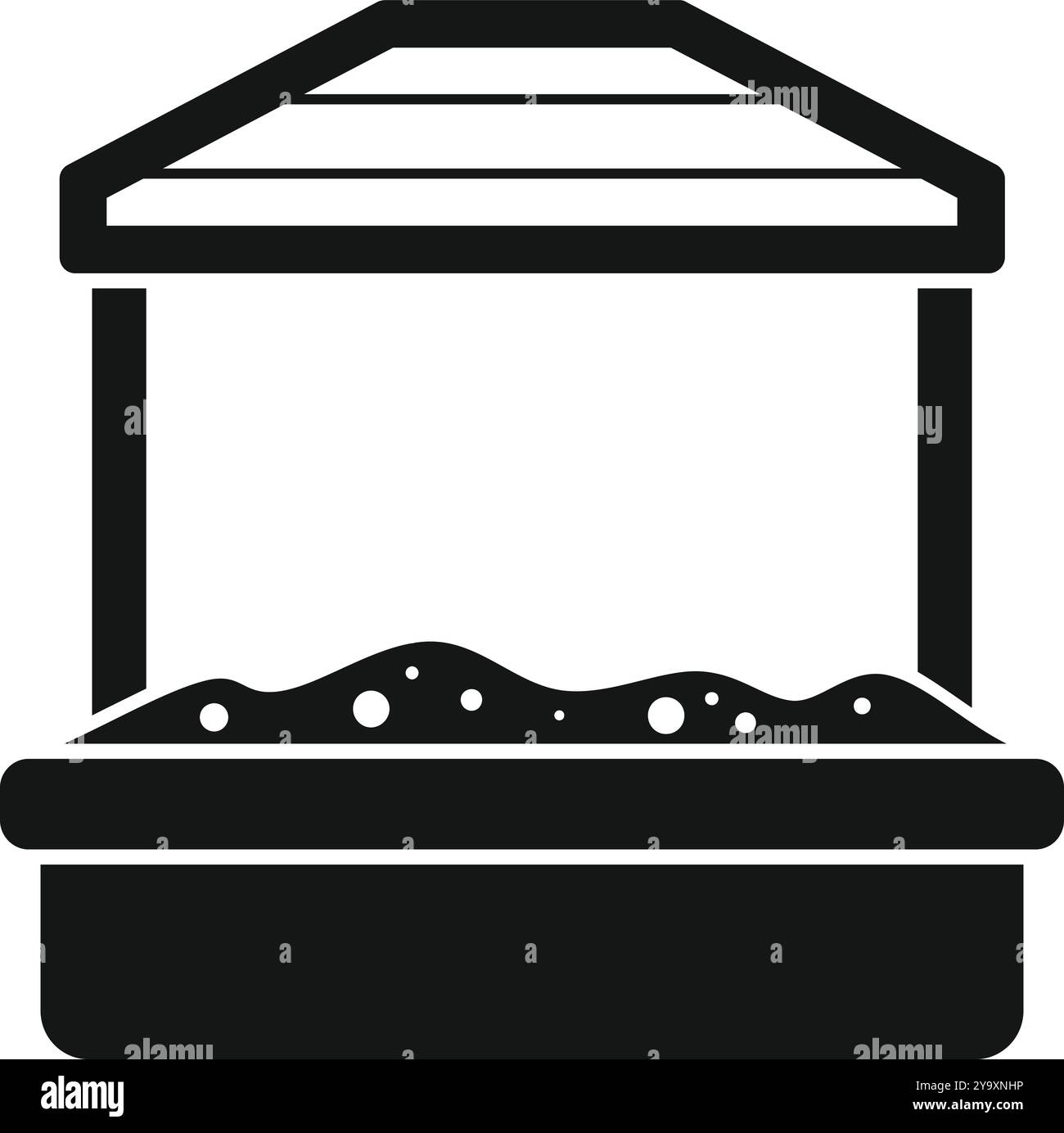 Sandbox con tetto in legno che protegge dal sole per bambini che giocano all'asilo Illustrazione Vettoriale