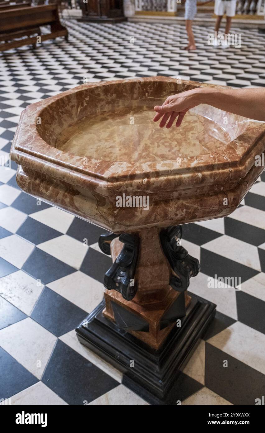 Italia, Lombardia, Bergamo, la città alta, il Duomo, fonte d'acqua Santa Foto Stock
