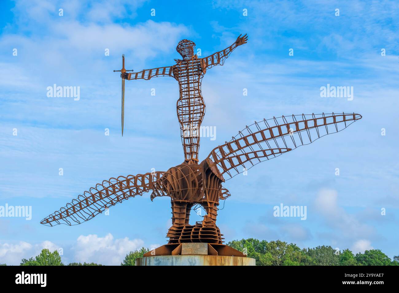 Francia, Loire Atlantique, Saint-Nazaire, Bois Joalland Pond, replica di Sammy, monumento americano, realizzato dagli studenti della scuola superiore Brossaud-Blancho per il centenario dello sbarco americano nel 1917 Foto Stock