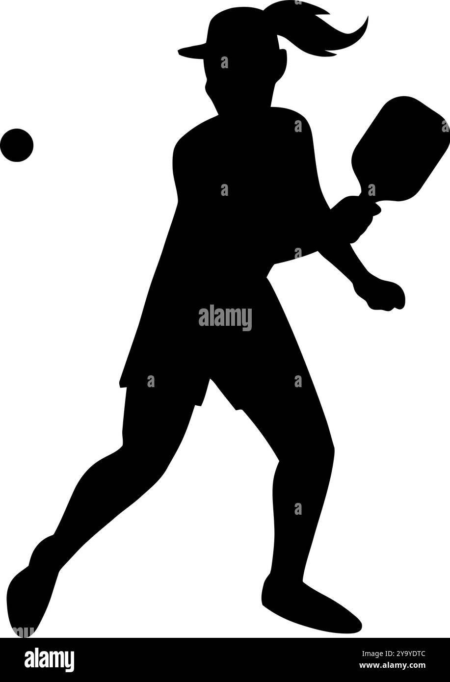 Pickleball Player Female Hand Drawn Vector illustrazione, isolata su sfondo trasparente Illustrazione Vettoriale