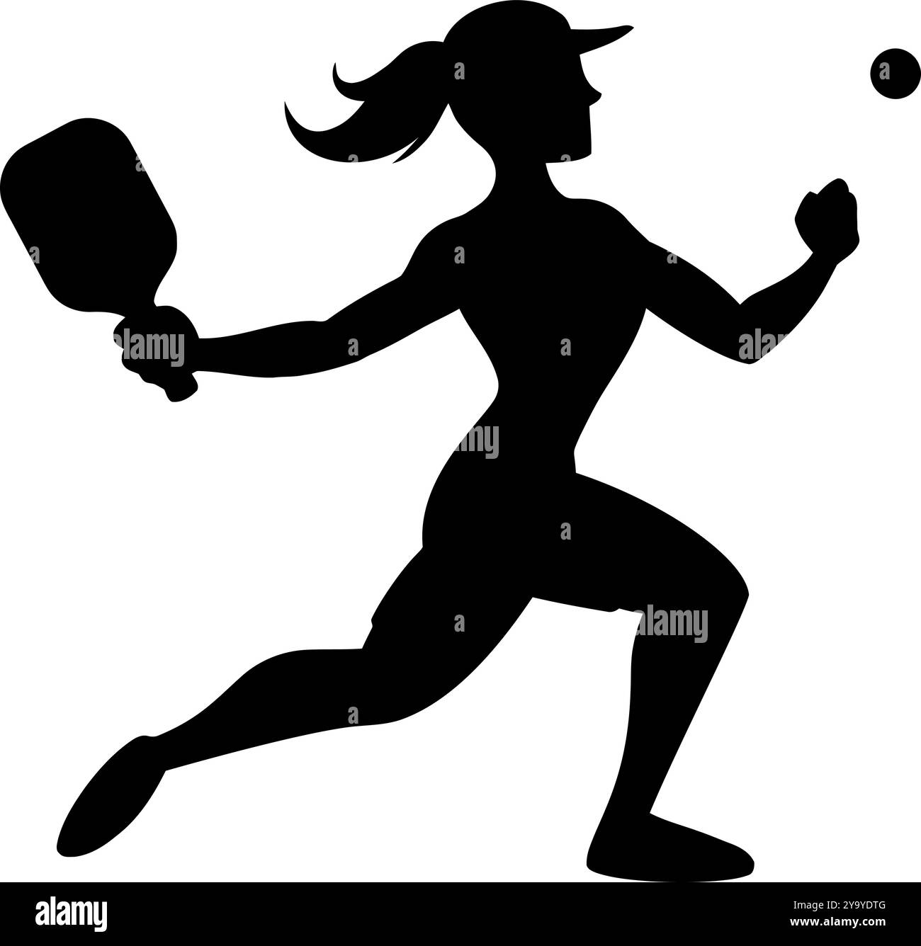 Pickleball Player Female Hand Drawn Vector illustrazione, isolata su sfondo trasparente Illustrazione Vettoriale