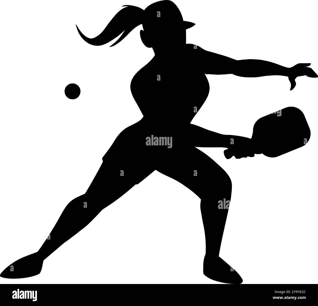 Pickleball Player Female Hand Drawn Vector illustrazione, isolata su sfondo trasparente Illustrazione Vettoriale