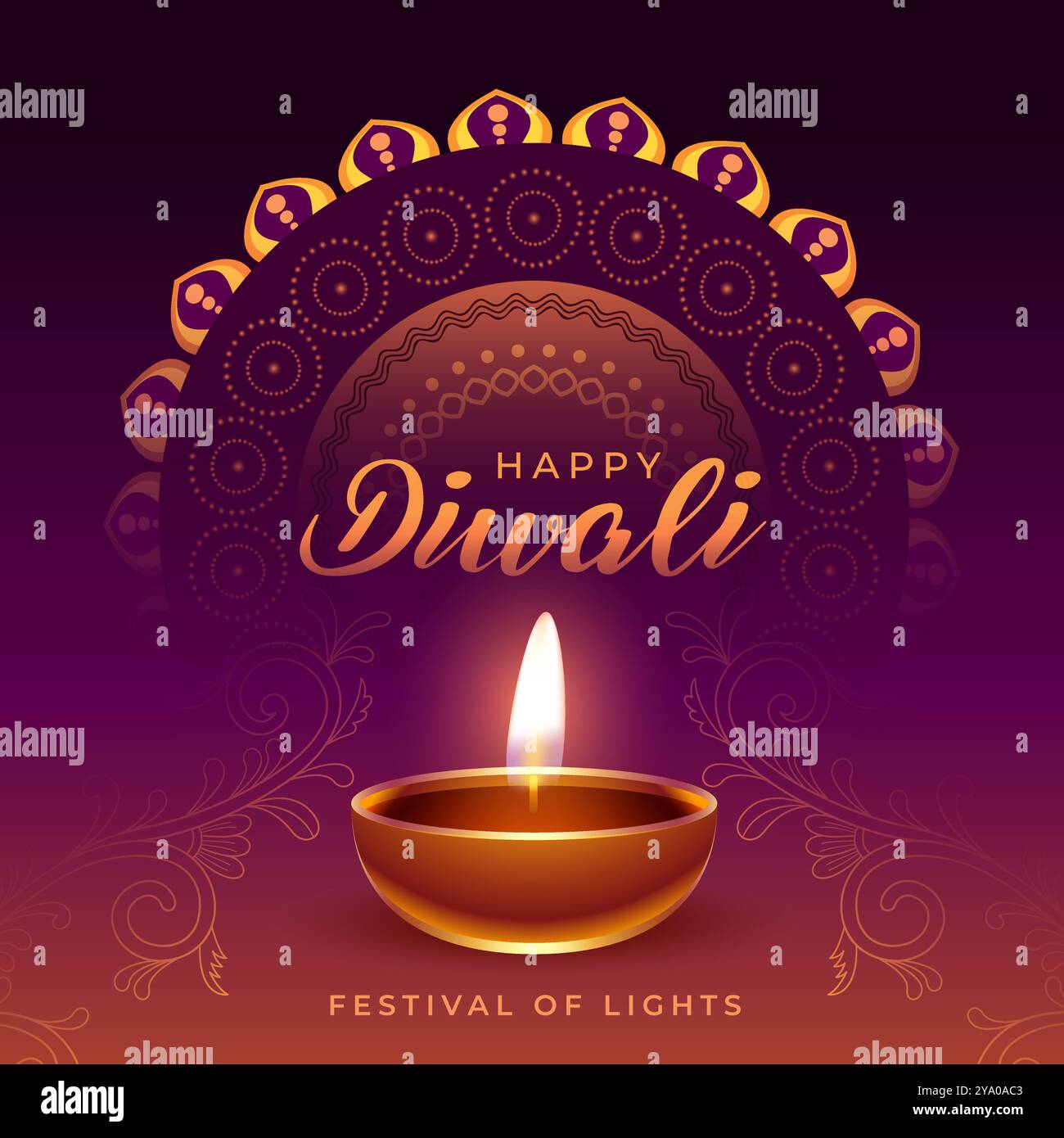 Bellissimo Biglietto Di Auguri Diwali Con Design Ad Acquerello Diya Card 1035 25159