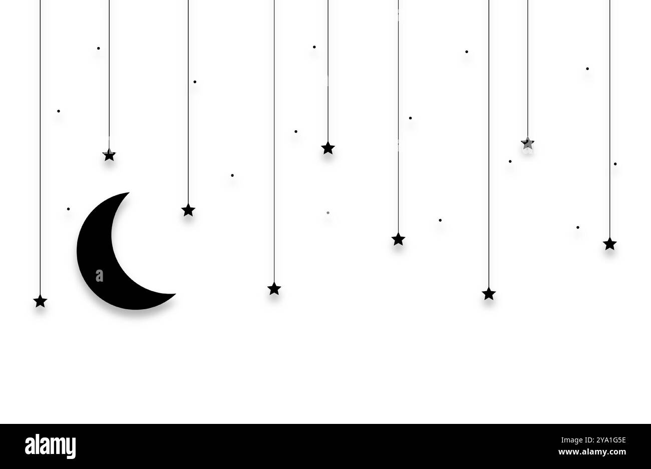 elegante mezza luna e stella in stile vettoriale sospeso Illustrazione Vettoriale