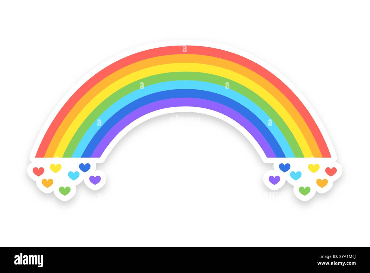 sfondo arcobaleno colorato con graziosi cuori vettoriali Illustrazione Vettoriale
