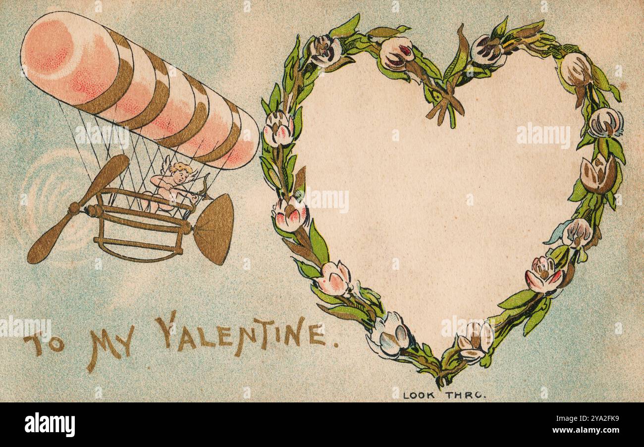 Al mio Valentine, Cupid, dirigibile, cartolina di circa 1910 anni. artista non identificato Foto Stock