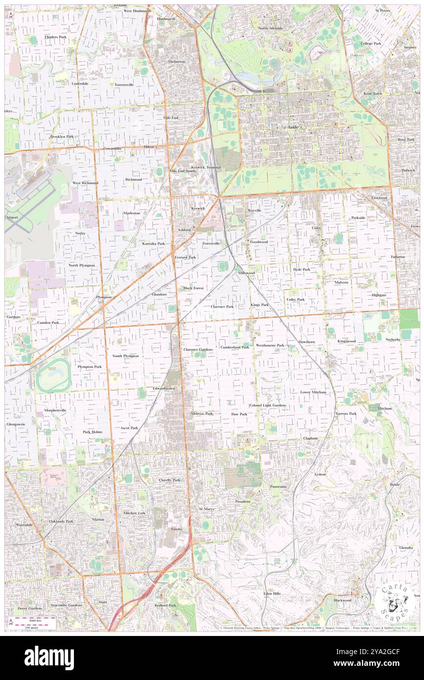 Queen Elizabeth Park, , AU, Australia, Australia meridionale, s 34 57' 58'', N 138 34' 52'', MAP, Cartascapes Map pubblicata nel 2024. Esplora Cartascapes, una mappa che rivela i diversi paesaggi, culture ed ecosistemi della Terra. Viaggia attraverso il tempo e lo spazio, scoprendo l'interconnessione del passato, del presente e del futuro del nostro pianeta. Foto Stock