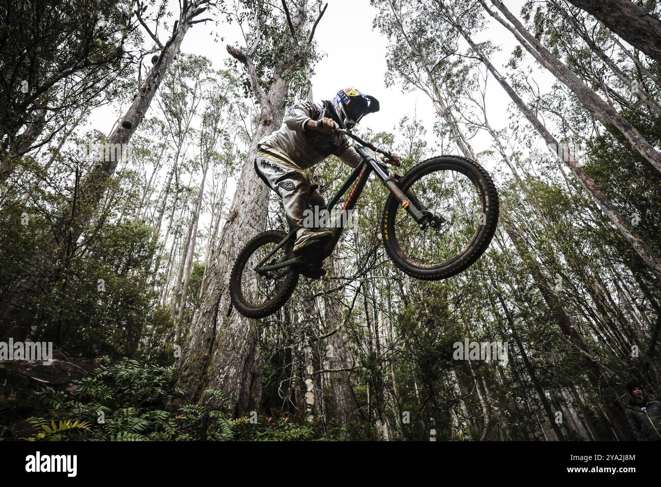 MAYDENA, AUSTRALIA, 23 FEBBRAIO: Remy Morton dell'Australia durante il seeding a Red Bull Hardline Tasmania il 23 febbraio 2024 a Maydena, Australia, Océ Foto Stock