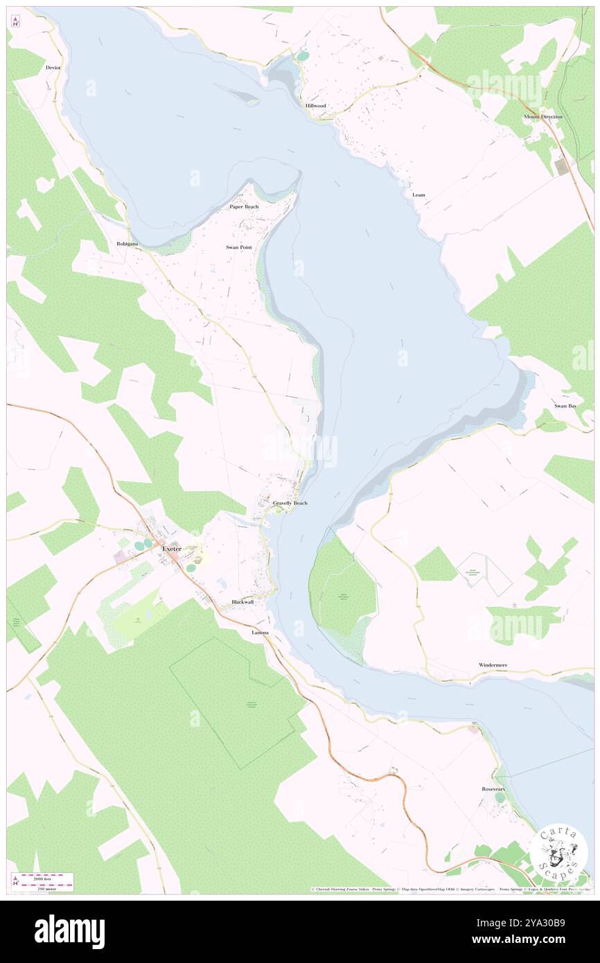 Gravelly Beach, Launceston, Australia, Tasmania, s 41 17' 10'', N 146 58' 30'', MAP, Cartascapes Map pubblicata nel 2024. Esplora Cartascapes, una mappa che rivela i diversi paesaggi, culture ed ecosistemi della Terra. Viaggia attraverso il tempo e lo spazio, scoprendo l'interconnessione del passato, del presente e del futuro del nostro pianeta. Foto Stock