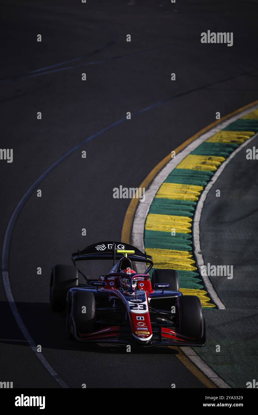 MELBOURNE, AUSTRALIA, 22 MARZO: Roman Stanek della Repubblica Ceca e Trident durante le qualifiche al Gran Premio d'Australia di Formula 2 2024 ad Albert Par Foto Stock