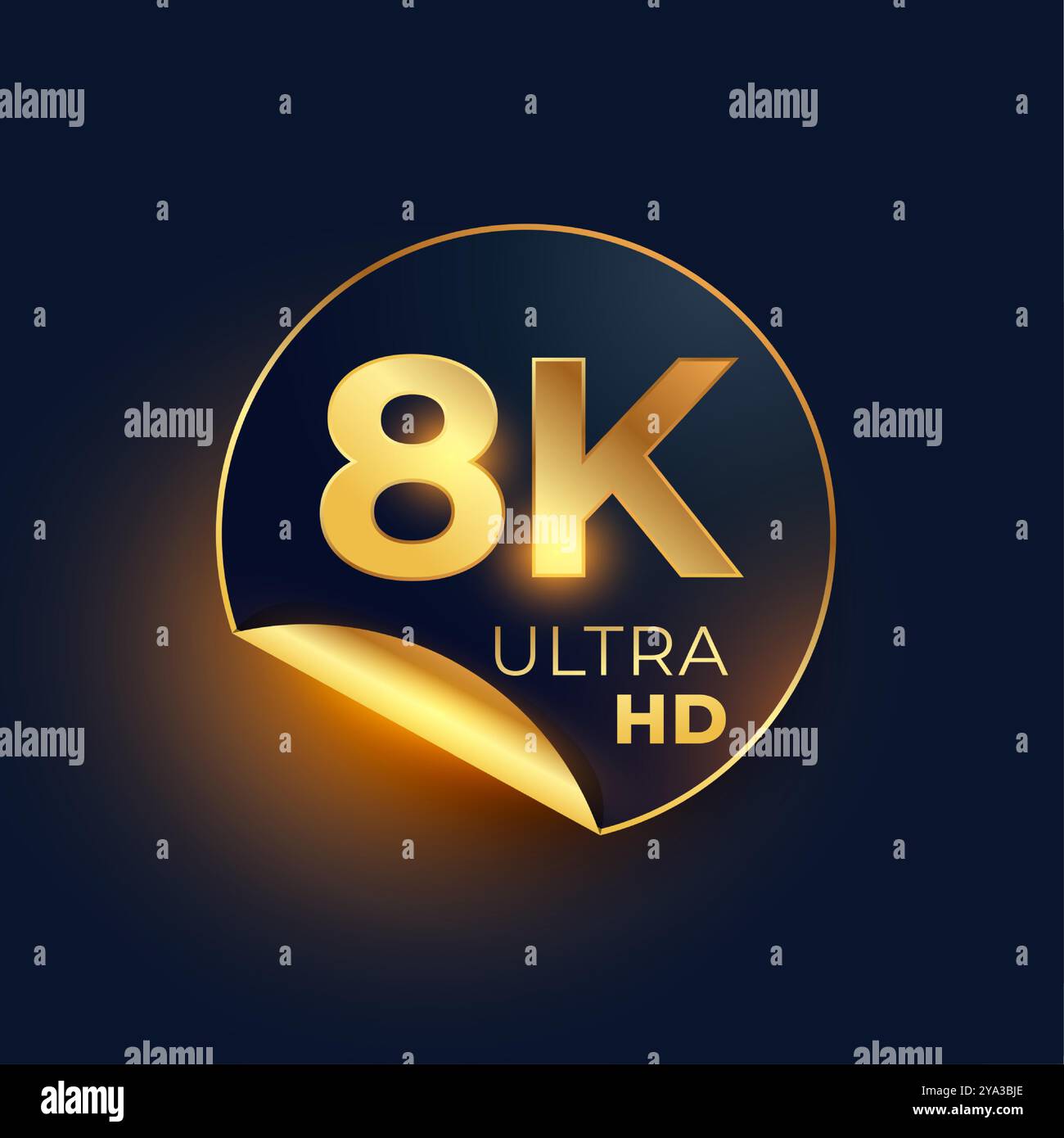 design vettoriale dell'adesivo con risoluzione video ultra hd 8k Illustrazione Vettoriale