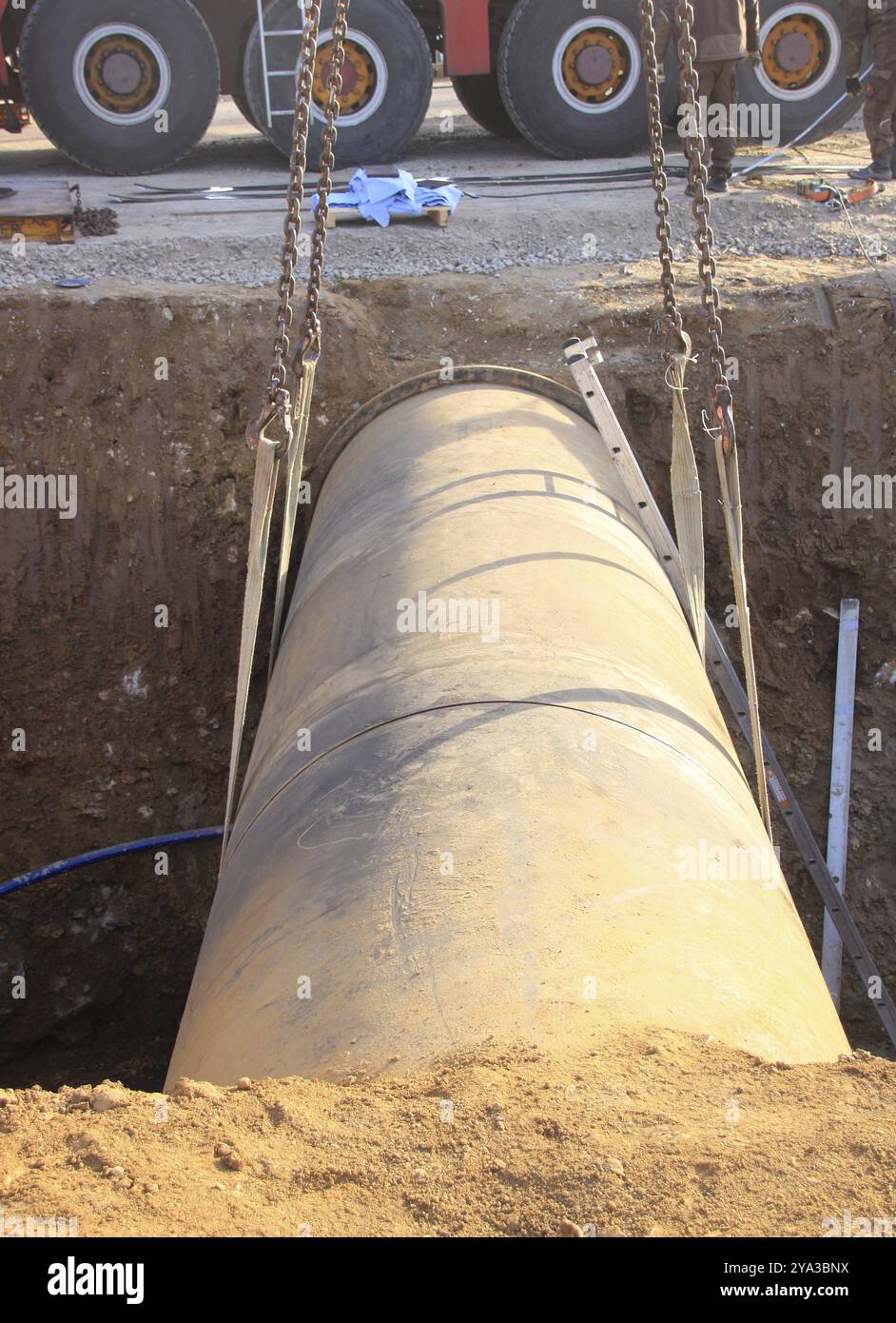 Le fognature sono state scoperte per lavori di costruzione Foto Stock