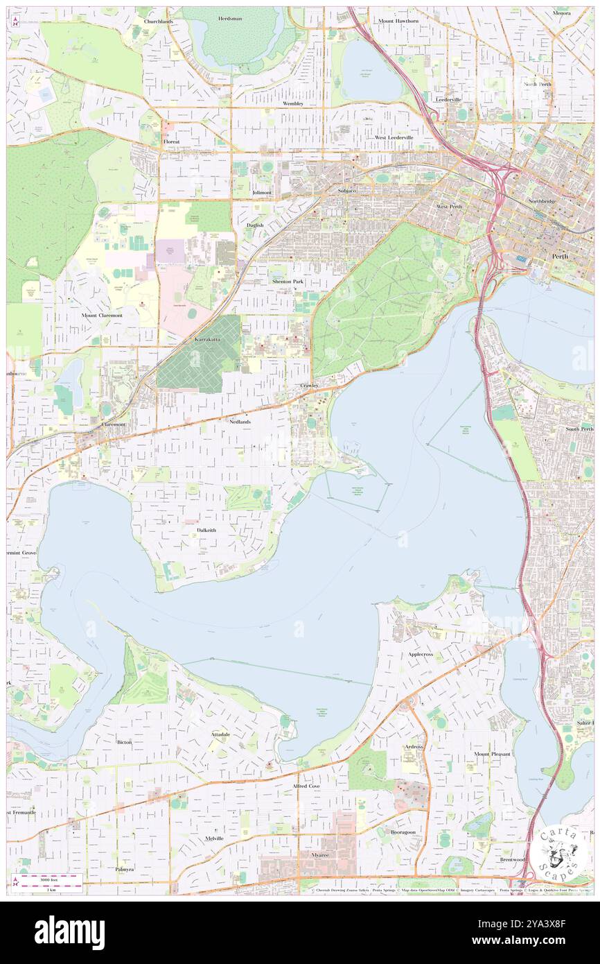 Crawley, Subiaco, Australia, Australia Occidentale, s 31 59' 3'', N 115 48' 57'', mappa, Cartascapes Map pubblicata nel 2024. Esplora Cartascapes, una mappa che rivela i diversi paesaggi, culture ed ecosistemi della Terra. Viaggia attraverso il tempo e lo spazio, scoprendo l'interconnessione del passato, del presente e del futuro del nostro pianeta. Foto Stock