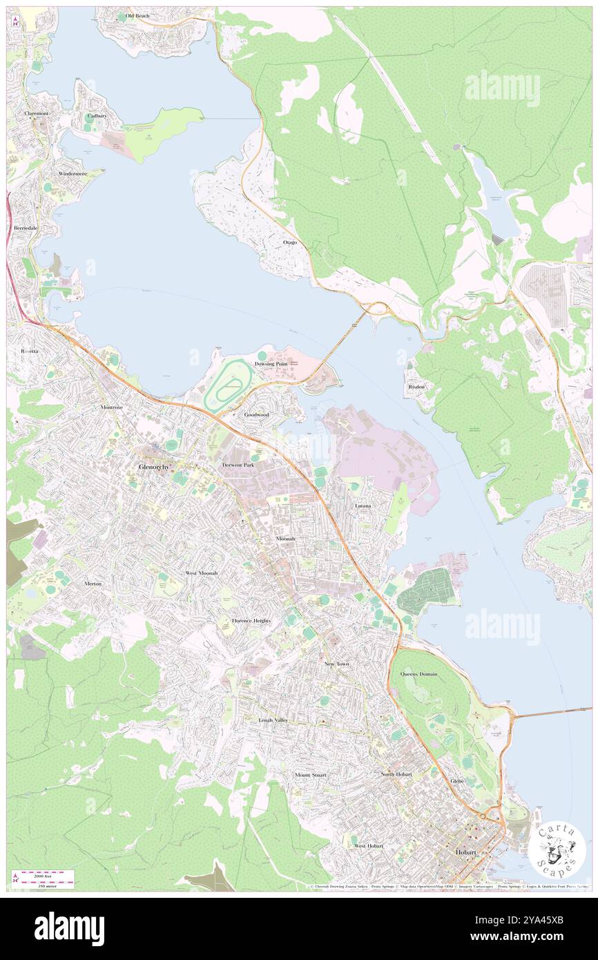 Pauline Point, Glenorchy, Australia, Tasmania, s 42 49' 54'', N 147 17' 57'', MAP, Cartascapes Map pubblicata nel 2024. Esplora Cartascapes, una mappa che rivela i diversi paesaggi, culture ed ecosistemi della Terra. Viaggia attraverso il tempo e lo spazio, scoprendo l'interconnessione del passato, del presente e del futuro del nostro pianeta. Foto Stock