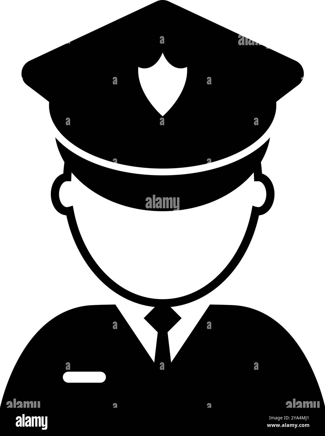 Icona silhouette agente di polizia. Vettore modificabile. Illustrazione Vettoriale