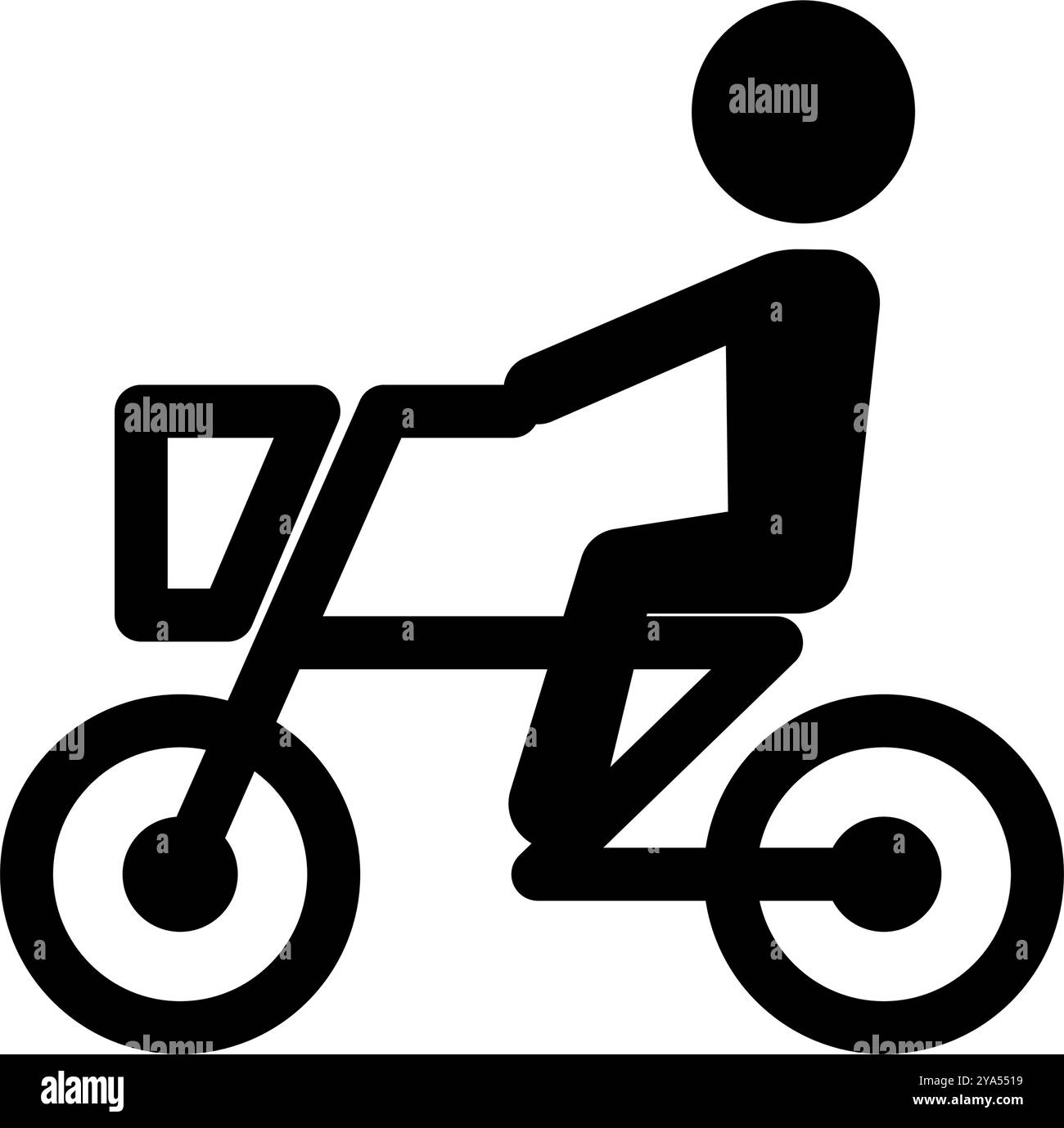 Persona in bicicletta con cestino. Vettore modificabile. Illustrazione Vettoriale