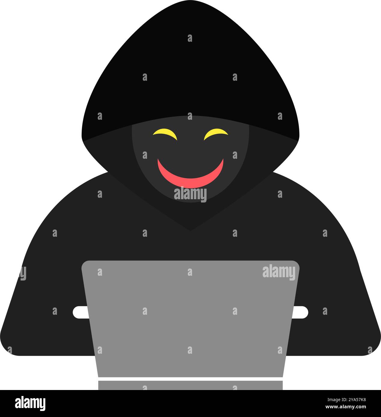 Icona hacker. Attacco cibernetico. Vettore modificabile. Illustrazione Vettoriale