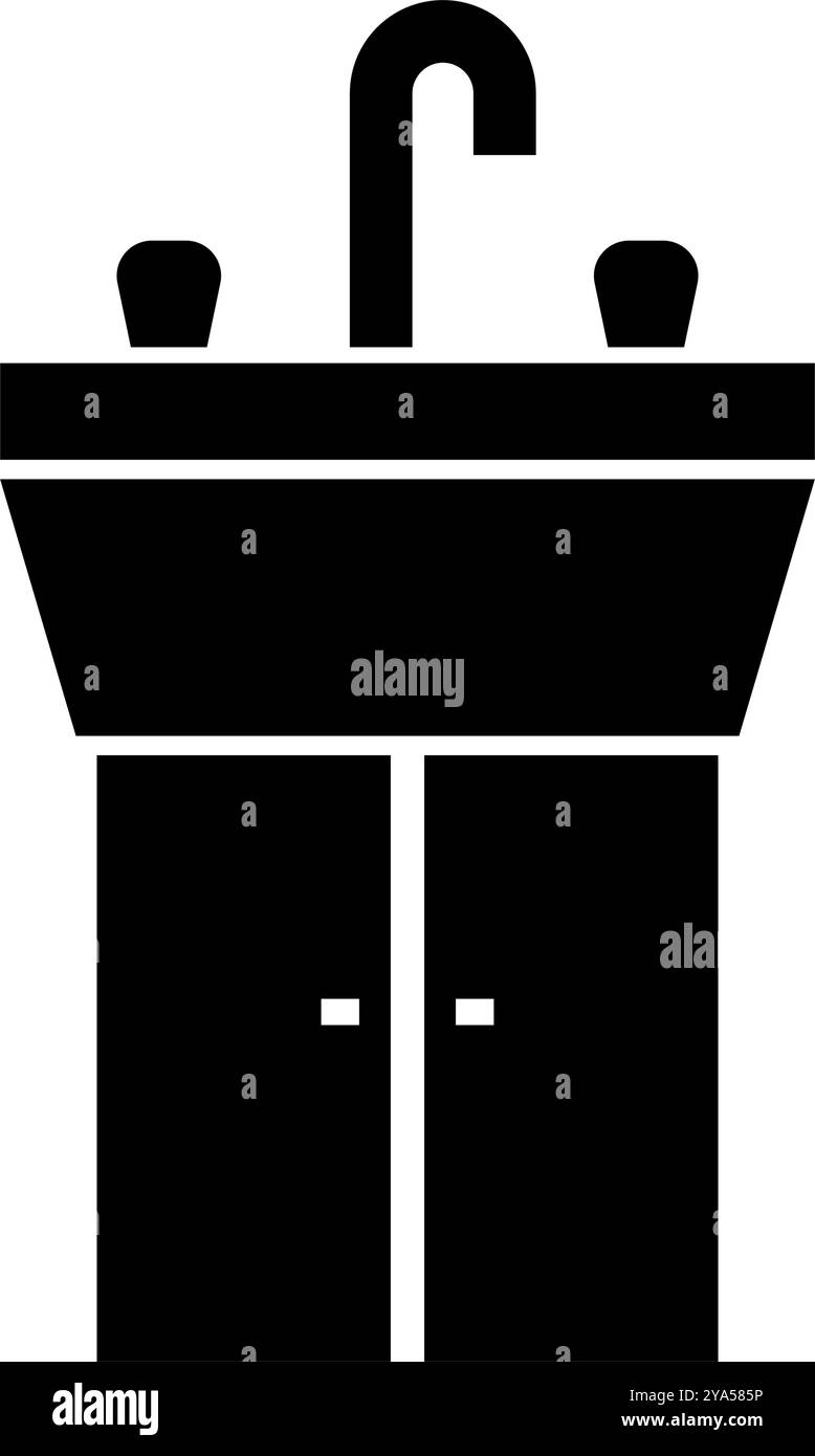 Icona silhouette bacino. Icona silhouette lavabo. Vettore modificabile. Illustrazione Vettoriale