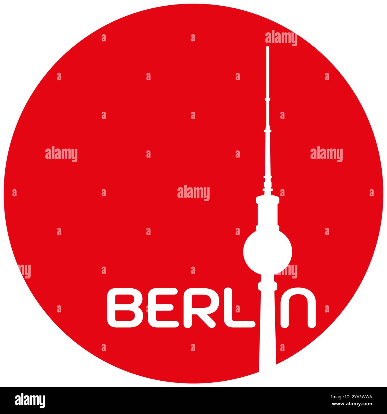 Logo Berlino con silhouette rotonda e torre TV Foto Stock