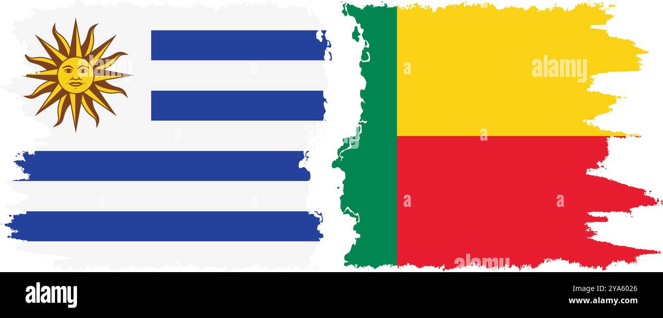 Benin e Uruguay grunge bandiere connessione, vettore Illustrazione Vettoriale