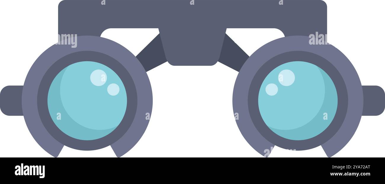 Telaio di prova, solitamente utilizzato dagli oftalmologi durante gli esami oculari per scegliere lenti correttive per pazienti con problemi di vista Illustrazione Vettoriale