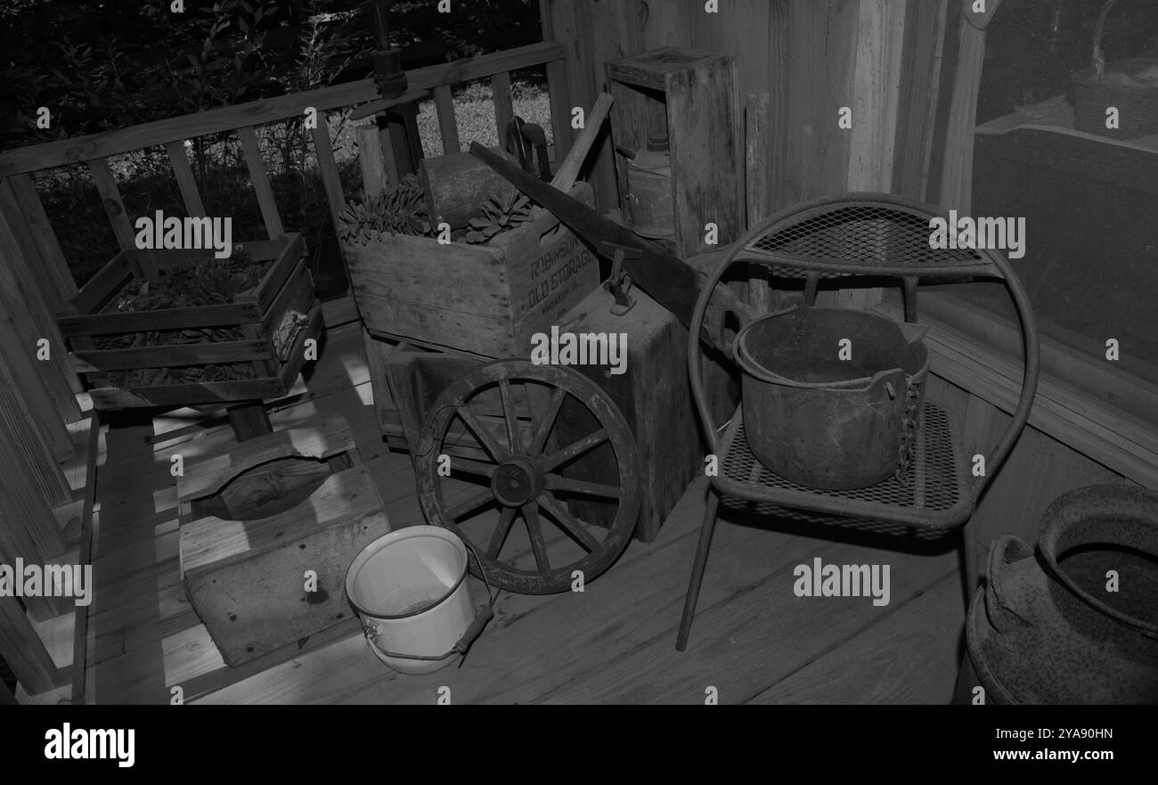 Casalinghi dei pionieri, Landrum Homestead and Village. Foto Stock